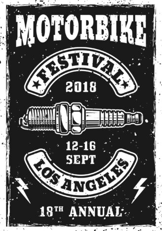 Motorbike festival vintage invitation poster with spark plug vector illustration